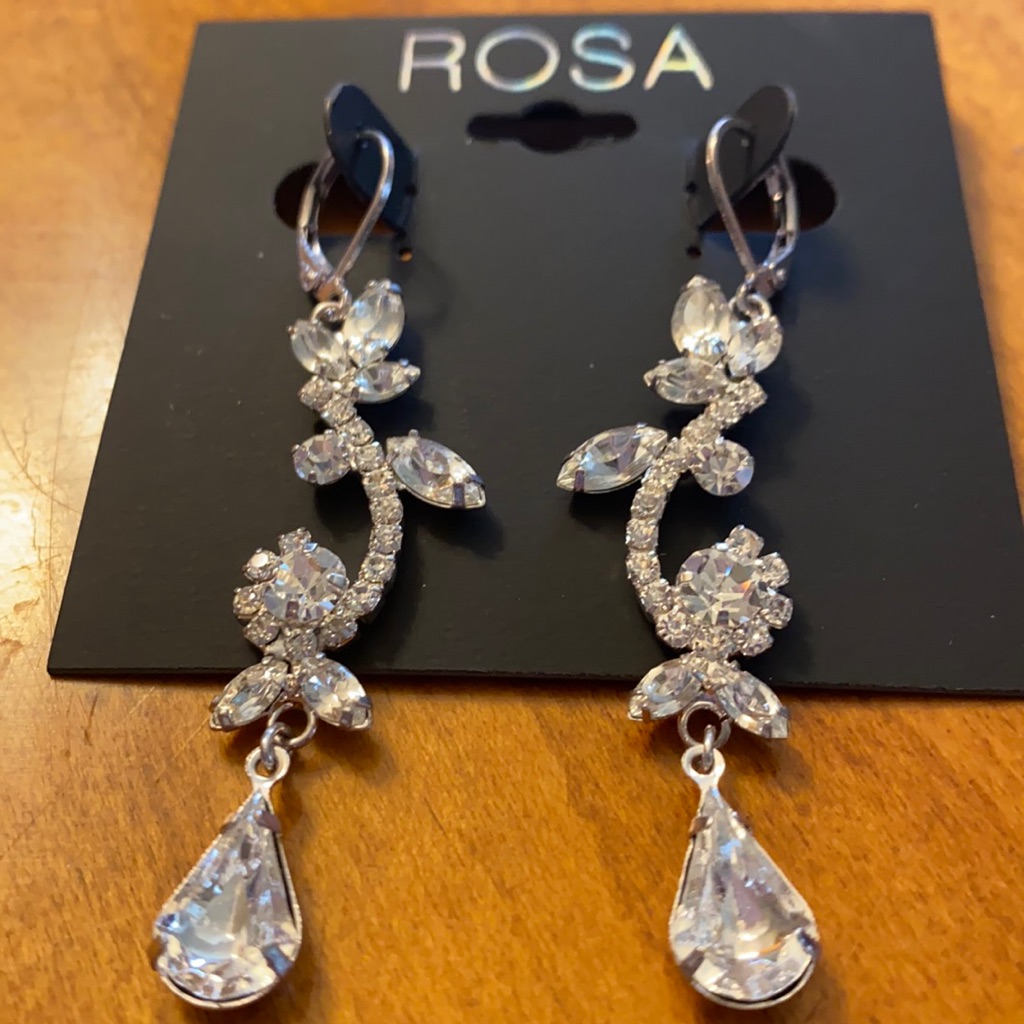 Silver Dangle Floral Cz Earrings